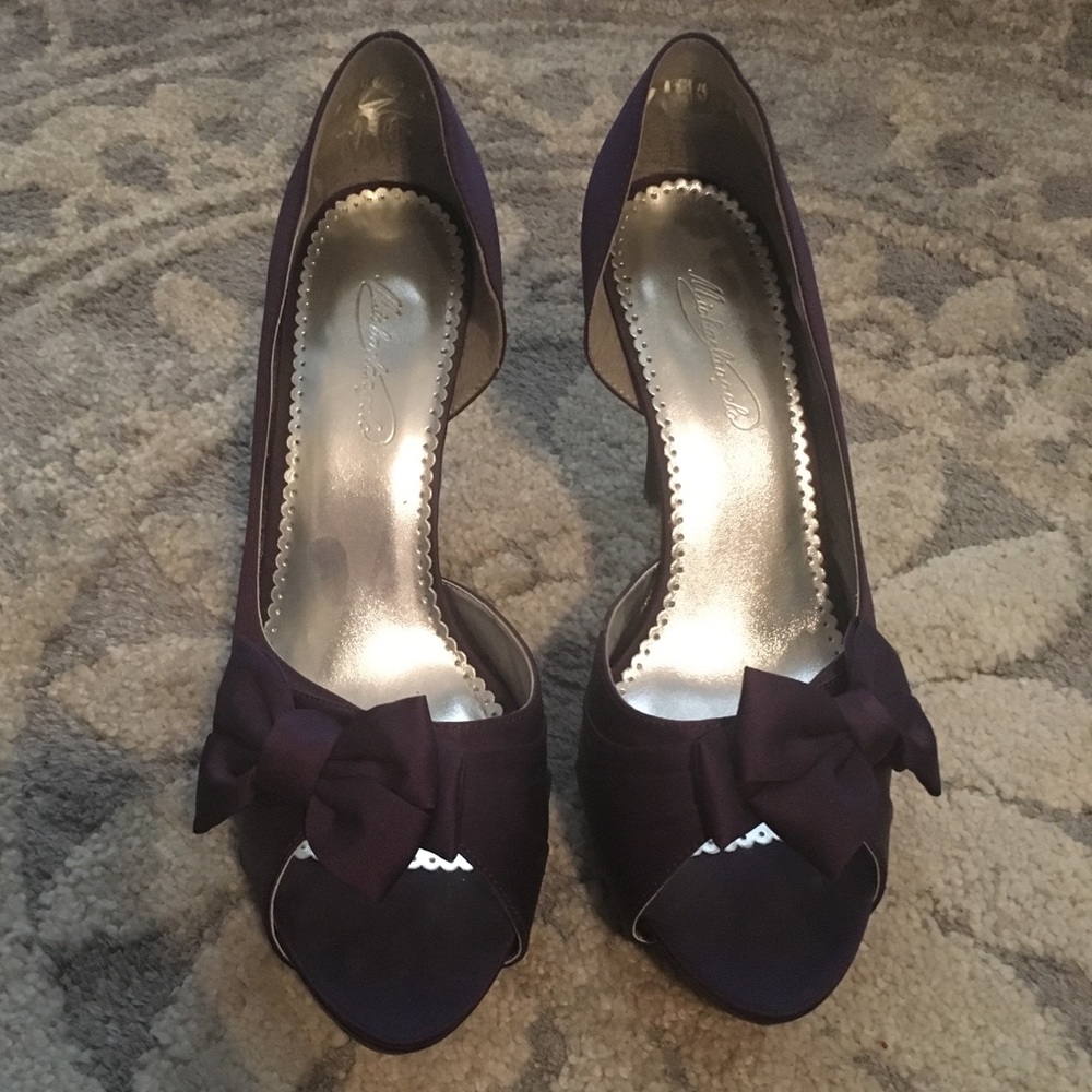 Purple Open Toe Pump Heels